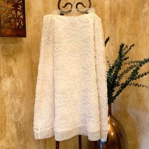 MSK Ivory Skirt w/ Tulle Detail & Hem.  Midi Length.  Poly/Nylon.  Size M.